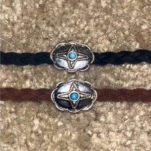 Western type leather band chokers